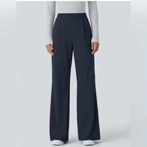 Halara Flex DayStretch High Waisted Pocket Work Flare Pants. Midnight Blue